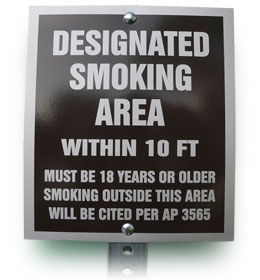 Designated Smoking Area within 10 feet. Must be 18 years or older. Smoking outside this area will be cited per Mt. SAC Administrative Procedures AP 3565