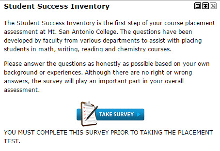 Sample notification to students regarding their course placement assessment.