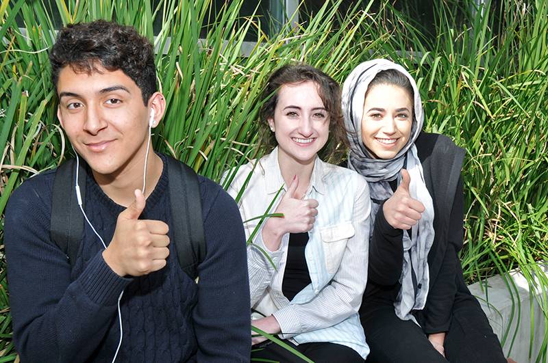 image of three students giving a thumbs up