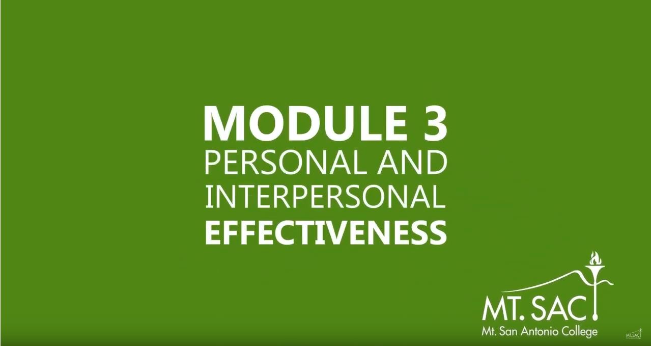 Module 3: Personal and Interpersonal Effectiveness