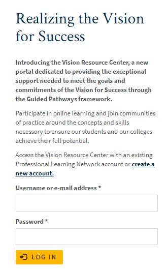 Vision Resource Center login page