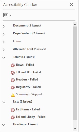 Failed Accessibility Scan