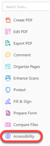 The Adobe Acrobat Menu with Accessibility Highlighted