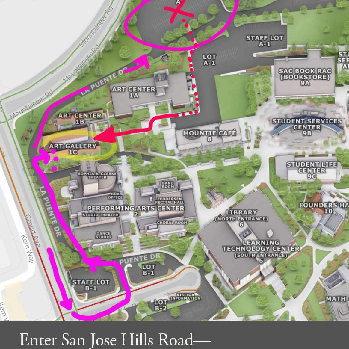 Map of the Diana Berger Gallery Loading Dock