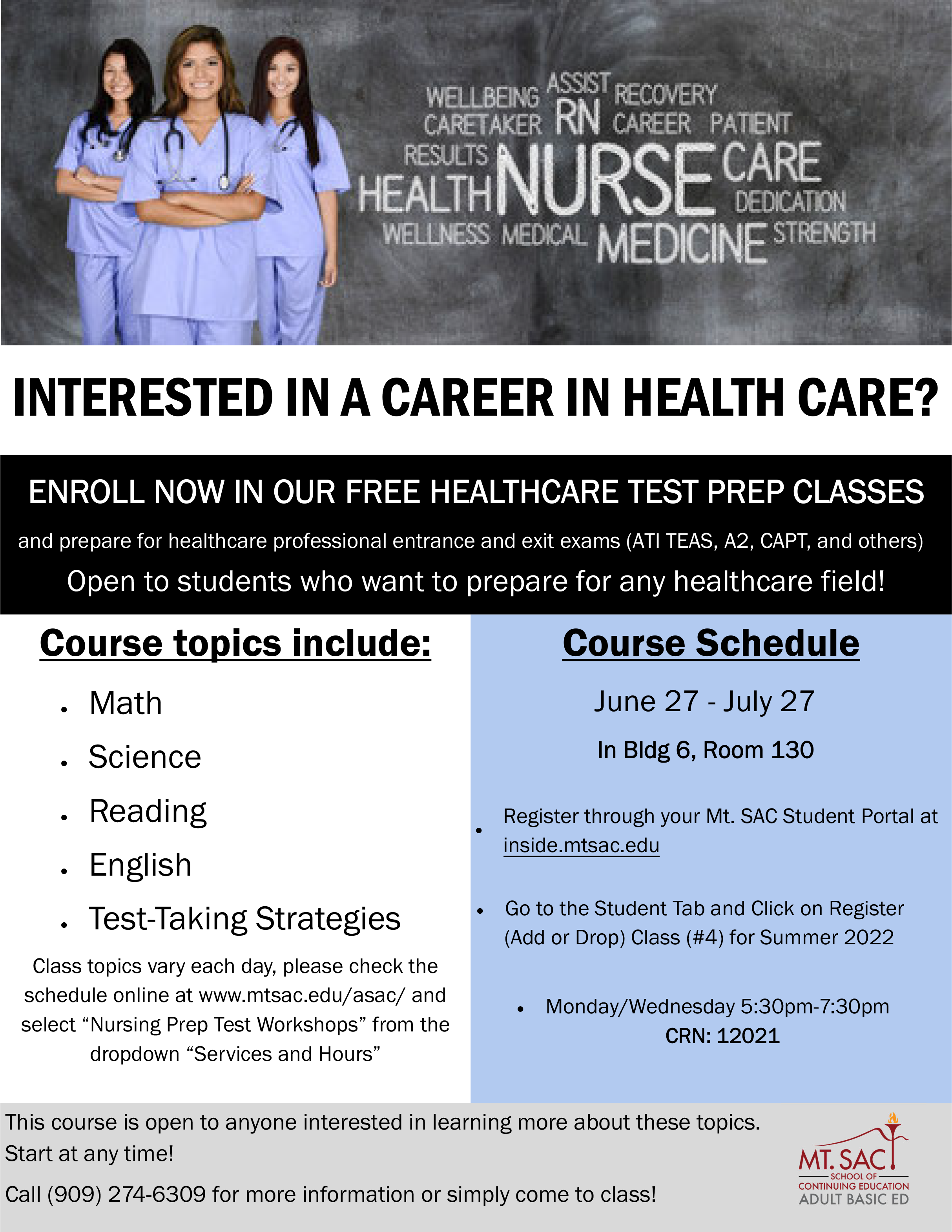 healthcare test prep flyer