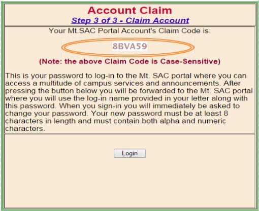 Account Claim Code