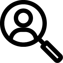 magnifying glass on person icon