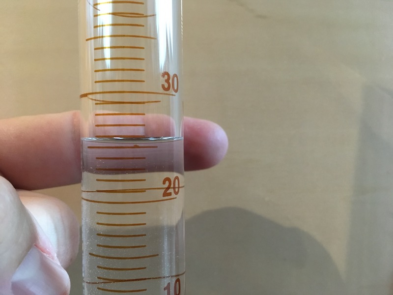 10 mL graduated cylinder filled for measurement practice