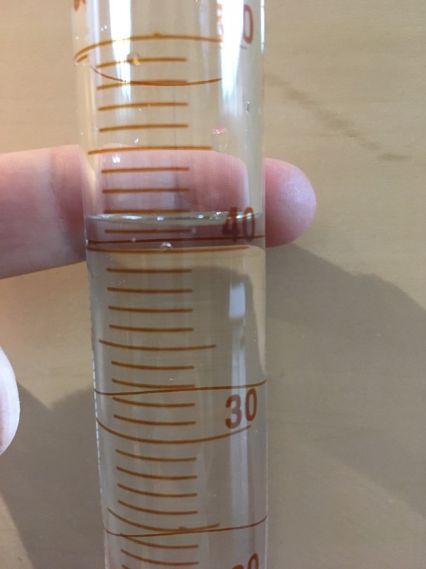 10 mL graduated cylinder filled for measurement practice