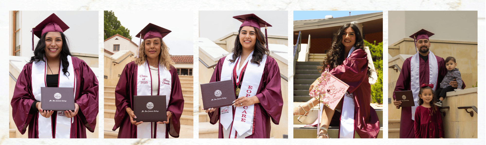 5 images of graduates portraits 