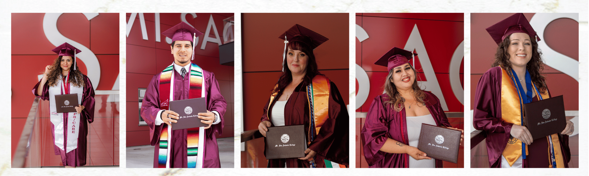 5 images of graduates portraits 