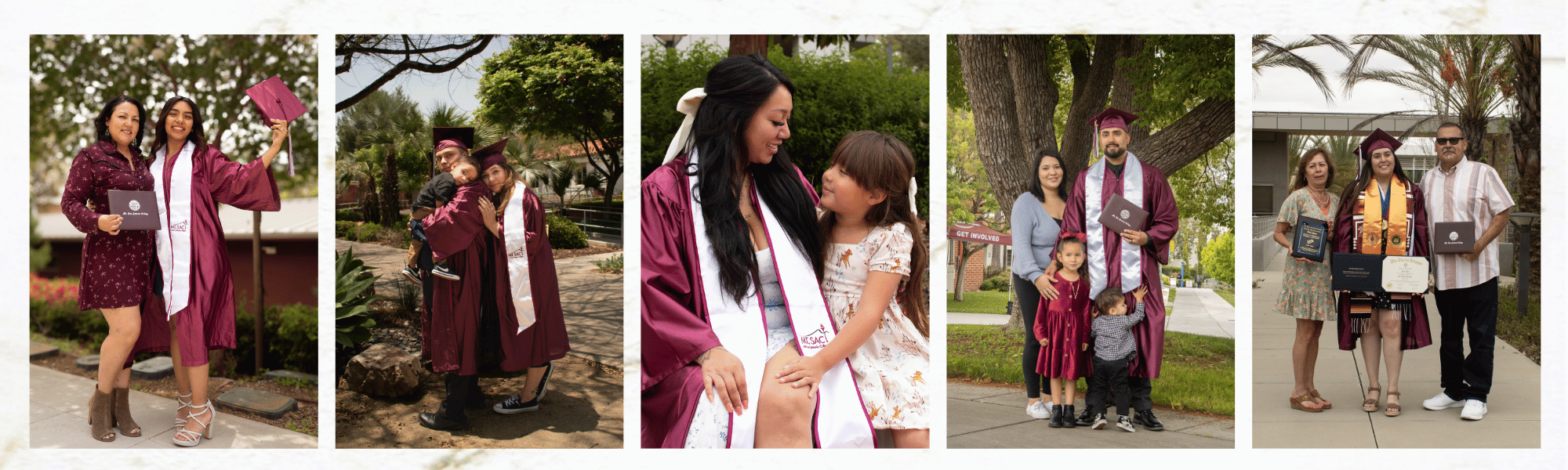 5 images of graduates portraits 