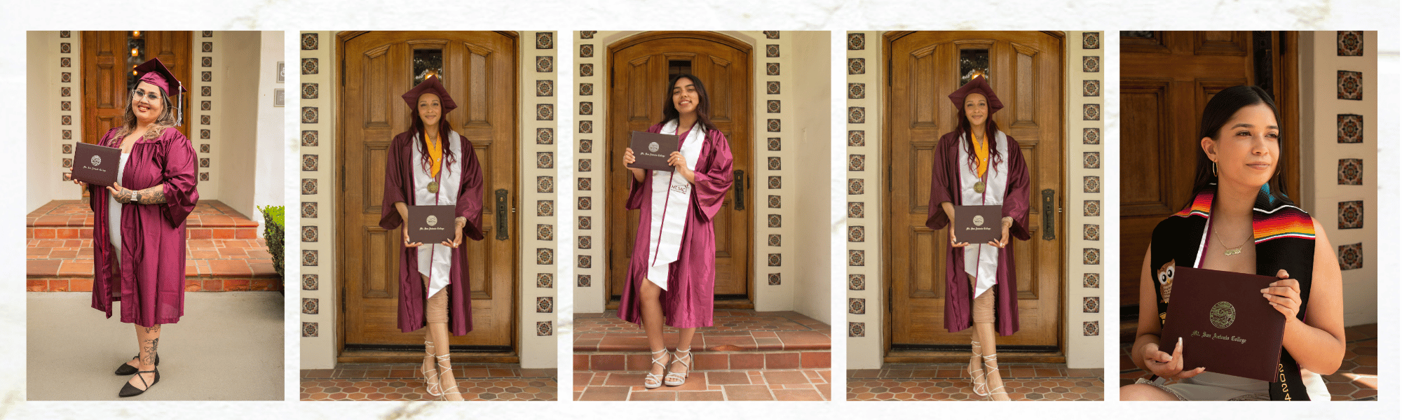 5 images of graduates portraits 