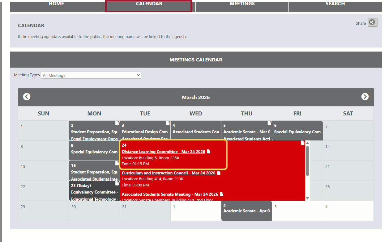 Select Calendar in top menu then navigate to the date of the meeting you wish to review.