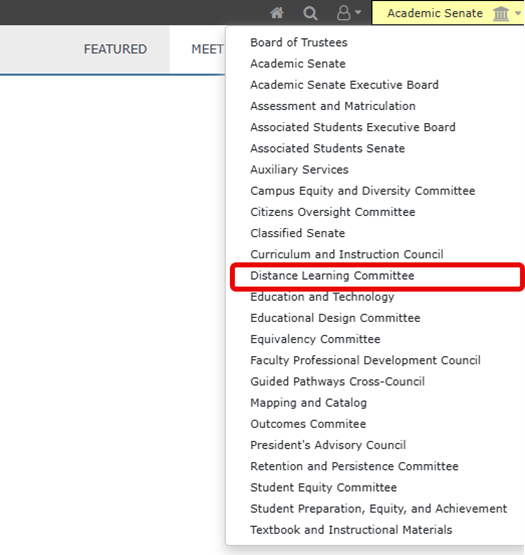 Select the Distance Learning Committee from the drop-down ist.