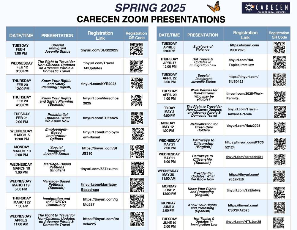 carecen events for spring 2025