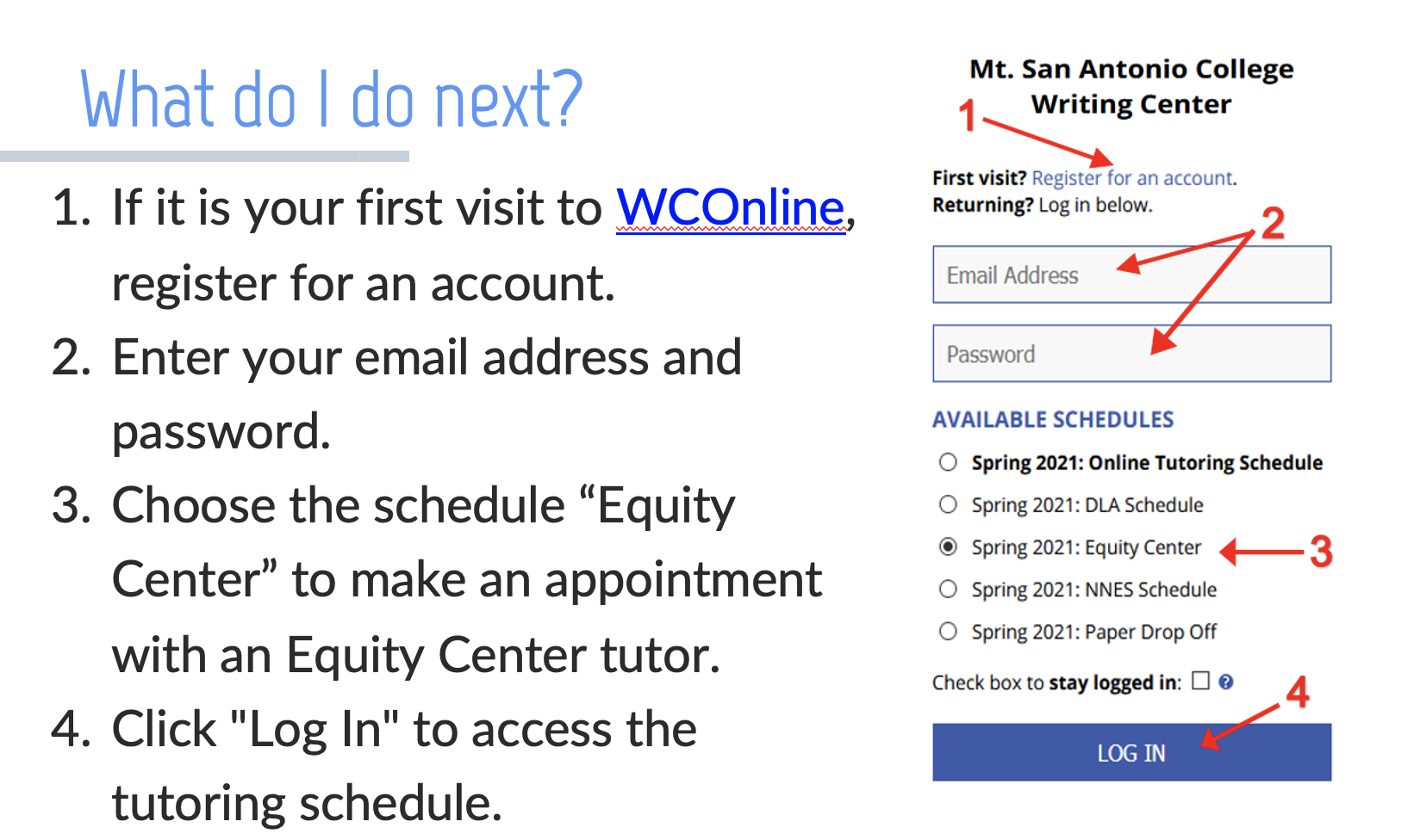 Step 4 how to make an appointment with the writing center