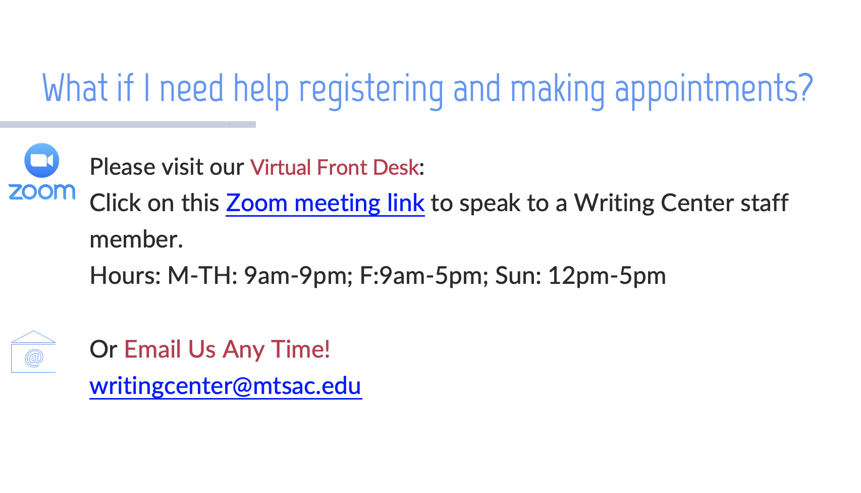 Step 7 how to make an appointment with the writing center