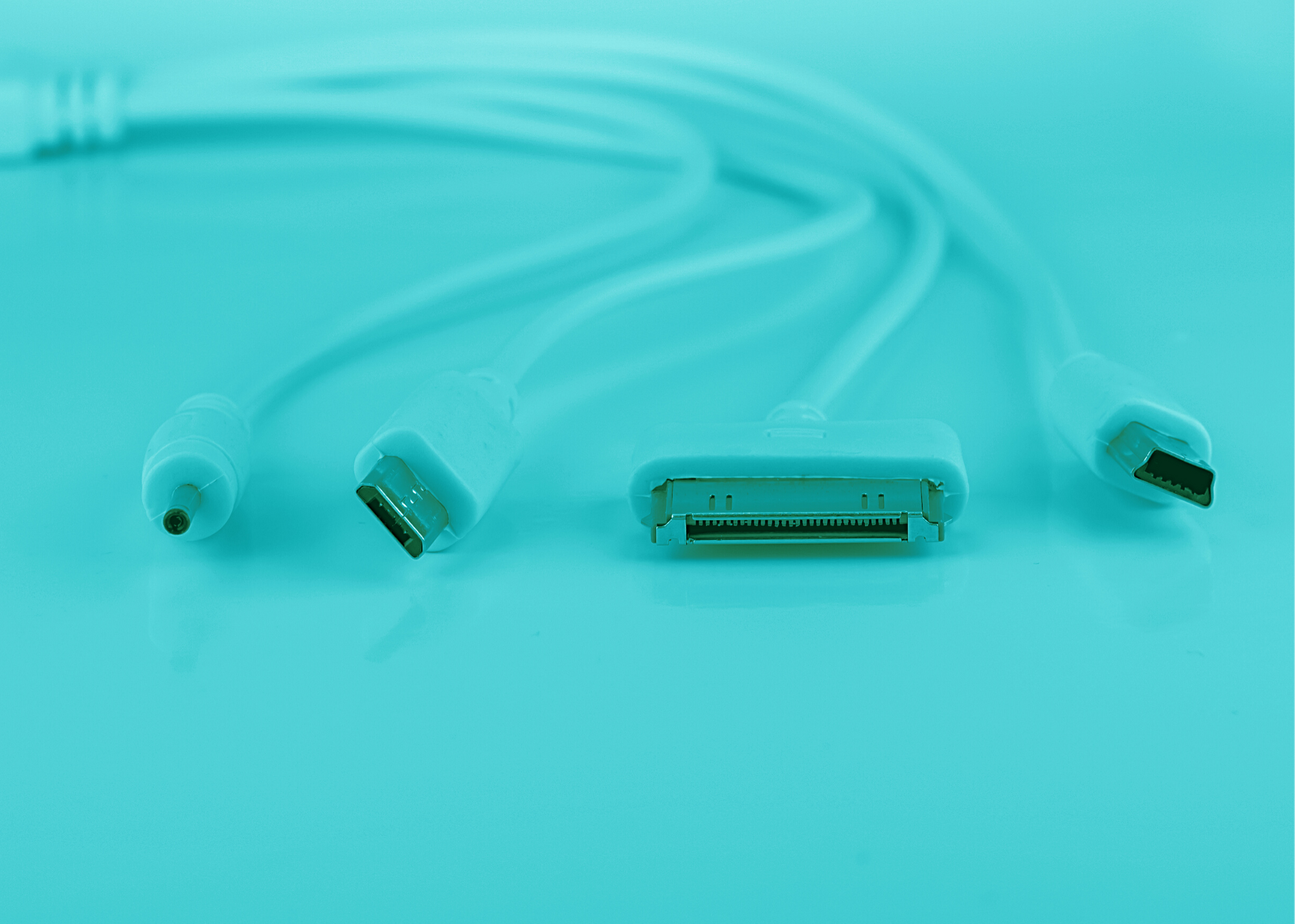 blue photo of cords that connect devices to computers