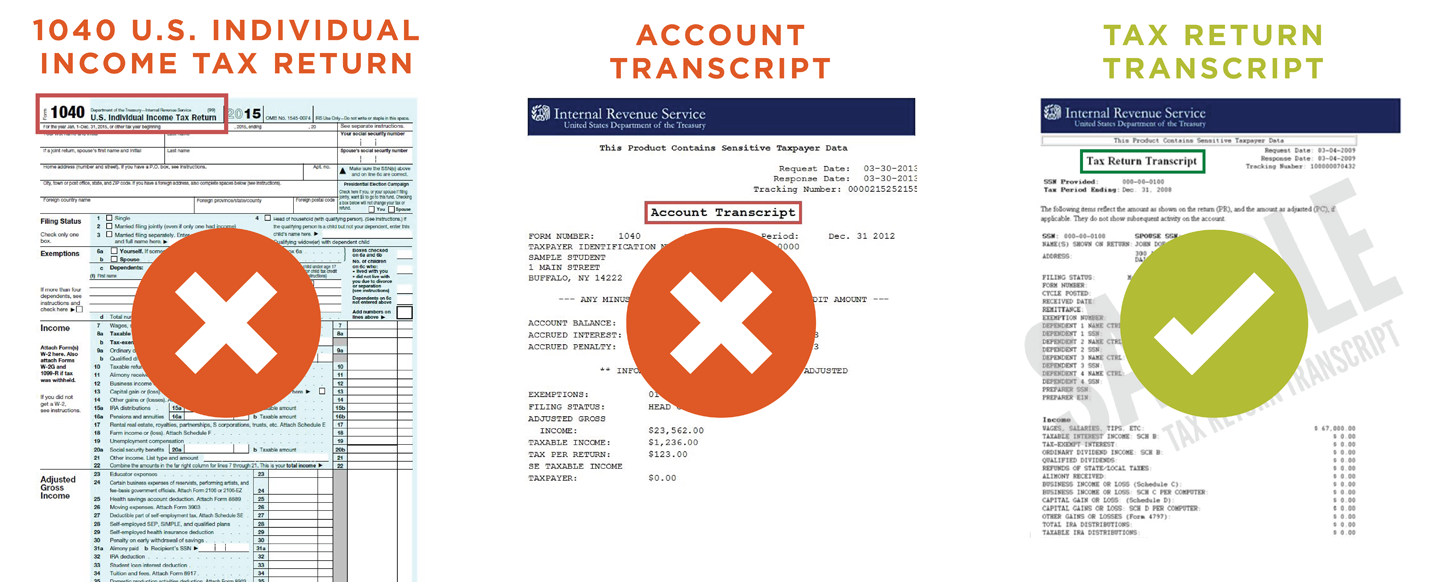 IRS Tax Transcript Highlighting Title of Tax Transcript Document