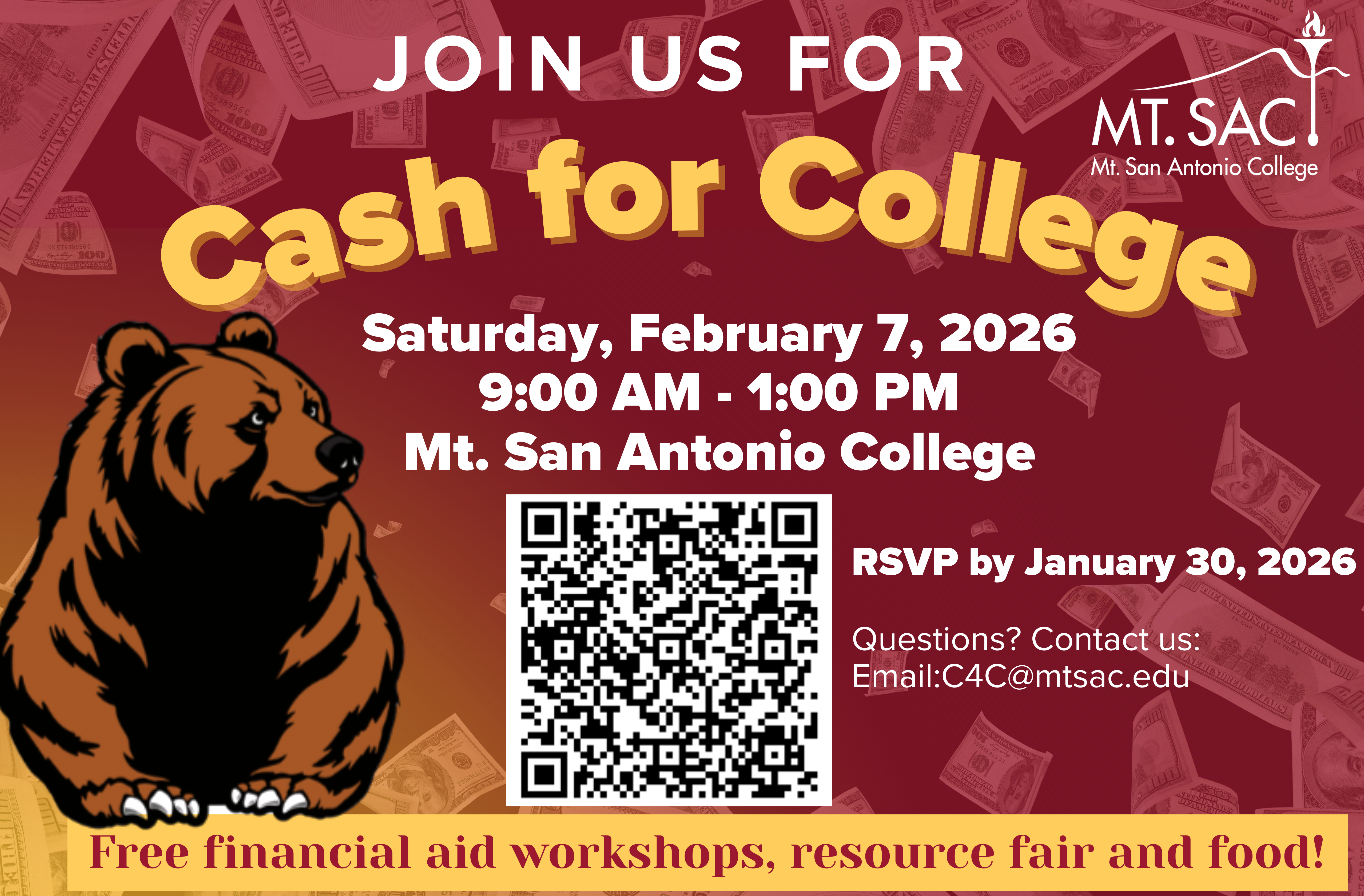 Cash for College 02/07/2026 9am-1pm Cash for College 02/07/2026 9am-1pm