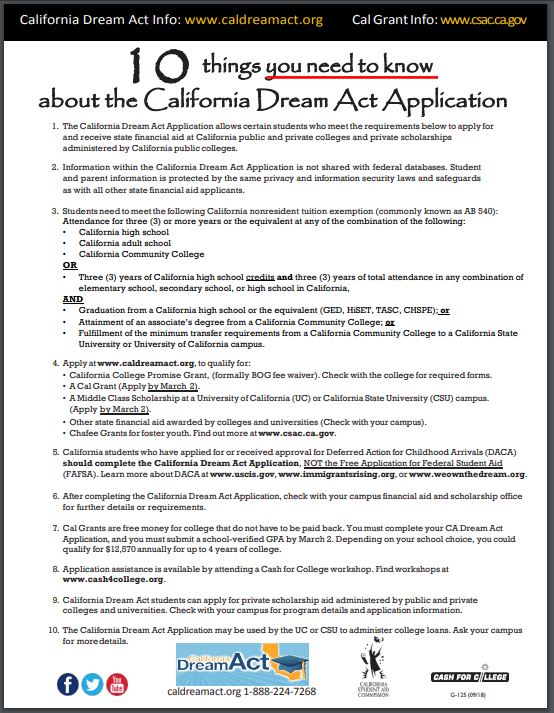 Ten things you need to know about the CA Dream Act Application 