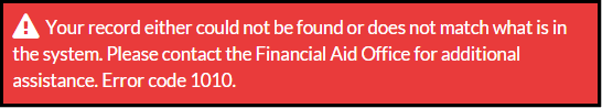 Figure 1 - Error Code 1010