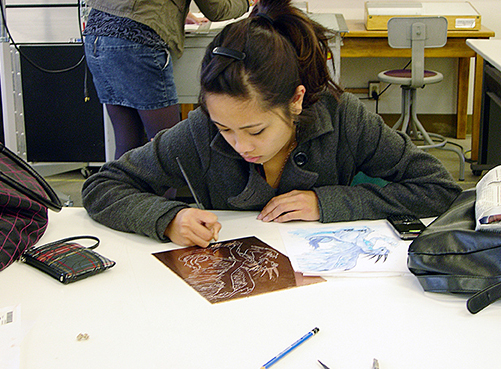 Student scribing stencil for silk screening