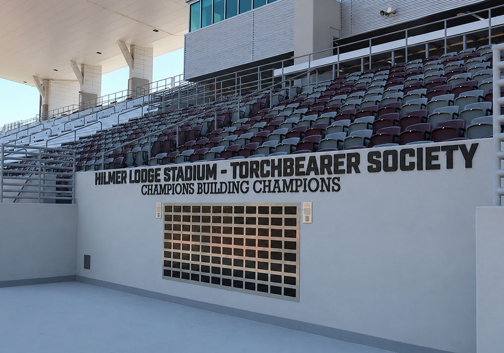 Torchbearer Society Recognition Wall in Hilmer Lodge Stadium