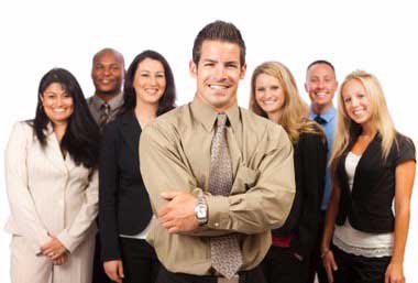 A group of men and women job applicants