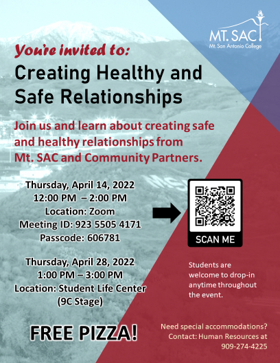Creating Healthy and Safe Relationships Events Flyer