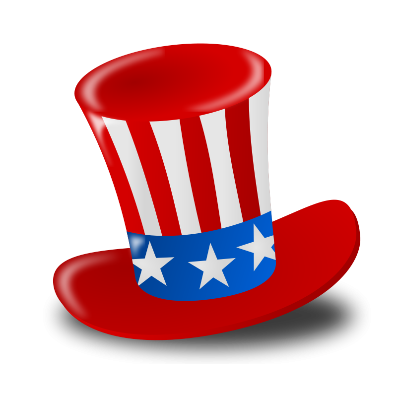 Top hat with stars and stripes design