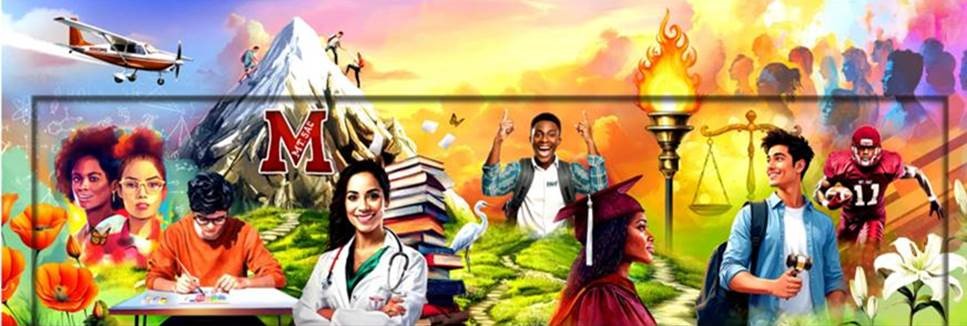 image of students, an airplane and mt sac logo