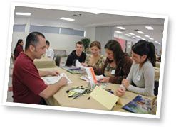 Students at an school event signing forms