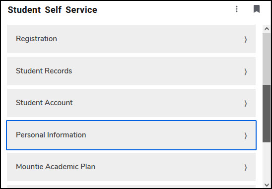 Student Self-Service Menu