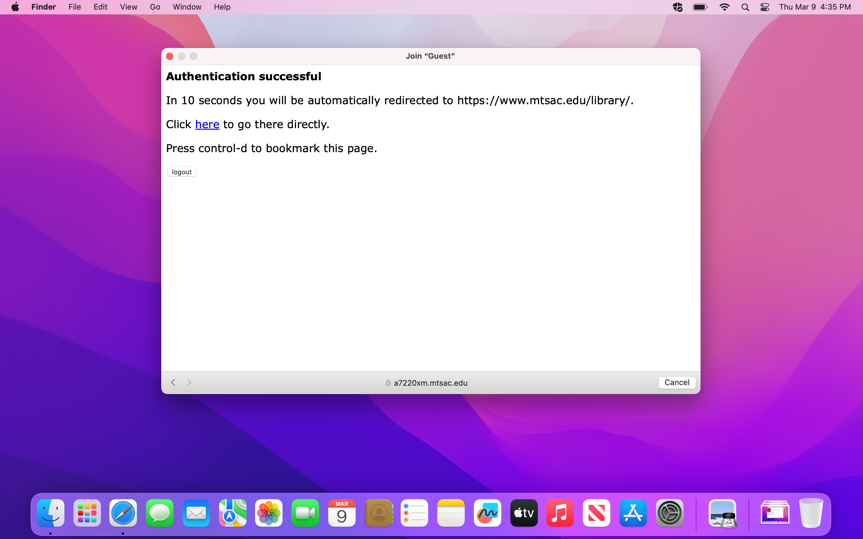 MacOS screen with the confirmation text displayed.