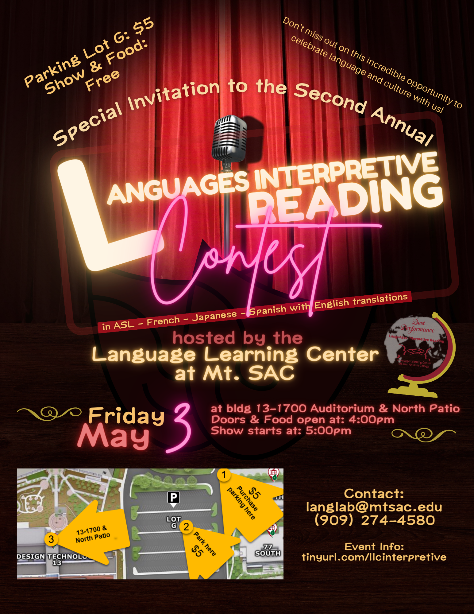 Information for attendees about the Second Annual Interpretive Reading Contest 2024 hosted by the LLC