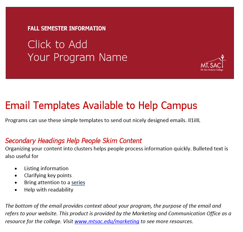 email header with maroon background