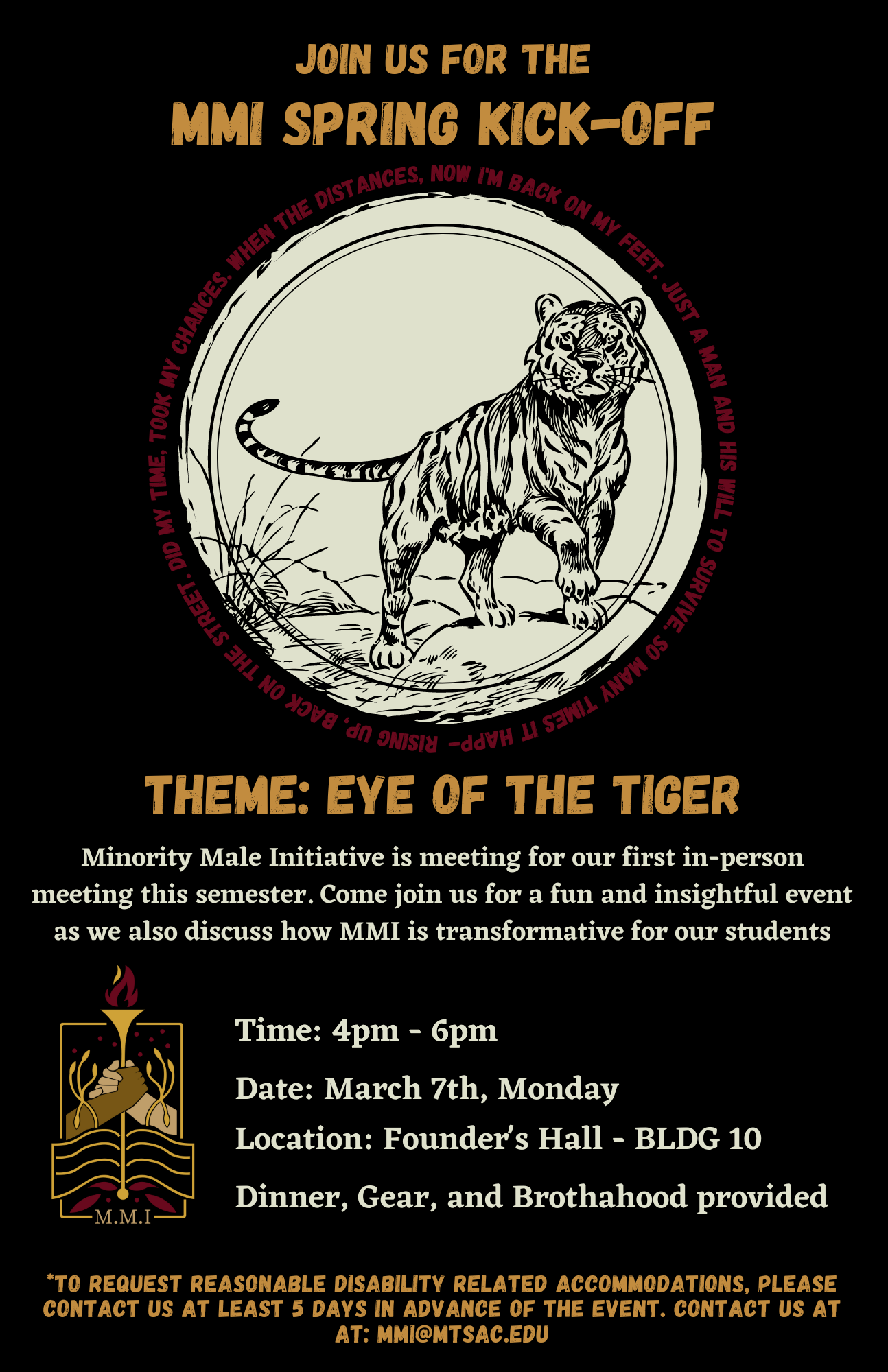 Eye of the tiger event flyer.