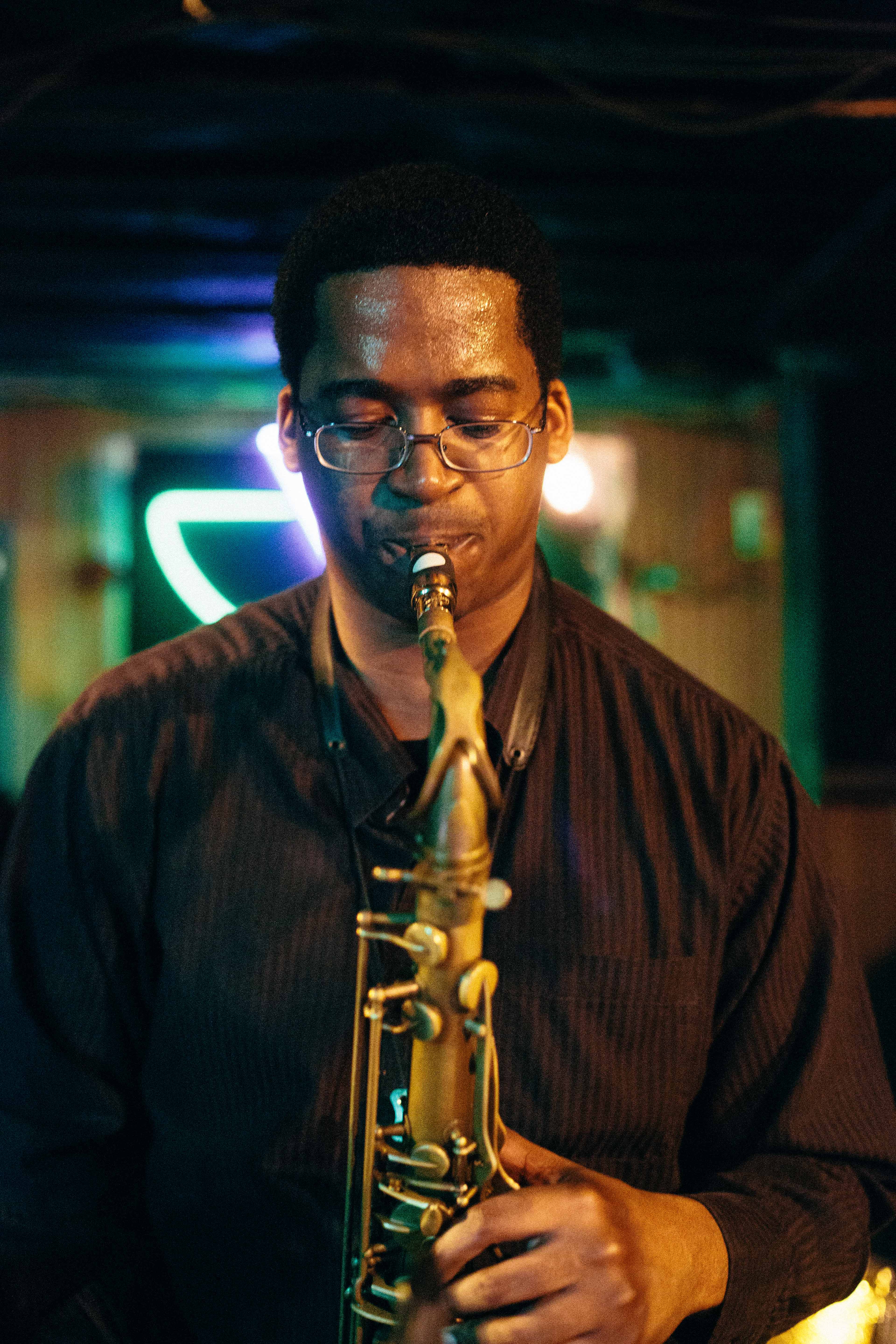 Marcus playing saxophone