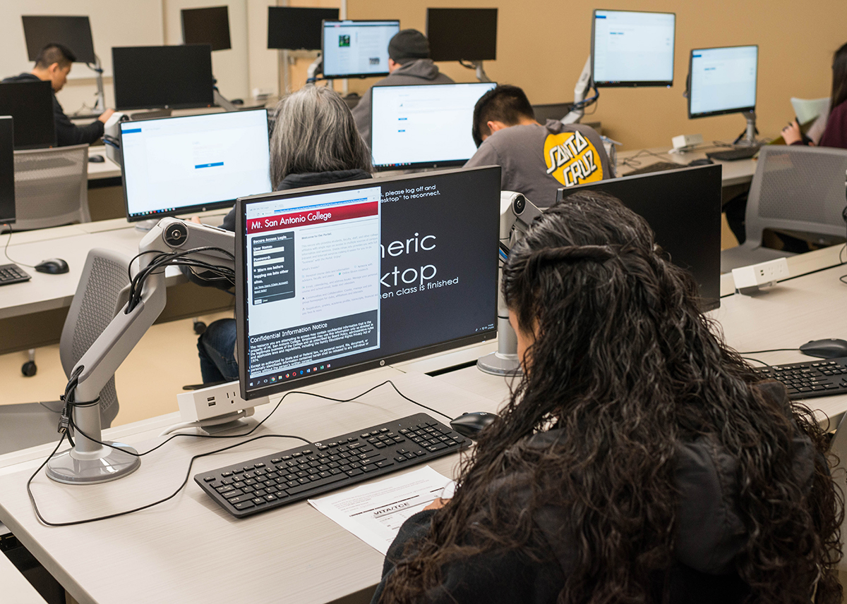 Mt. SAC students work on computers in a lab.