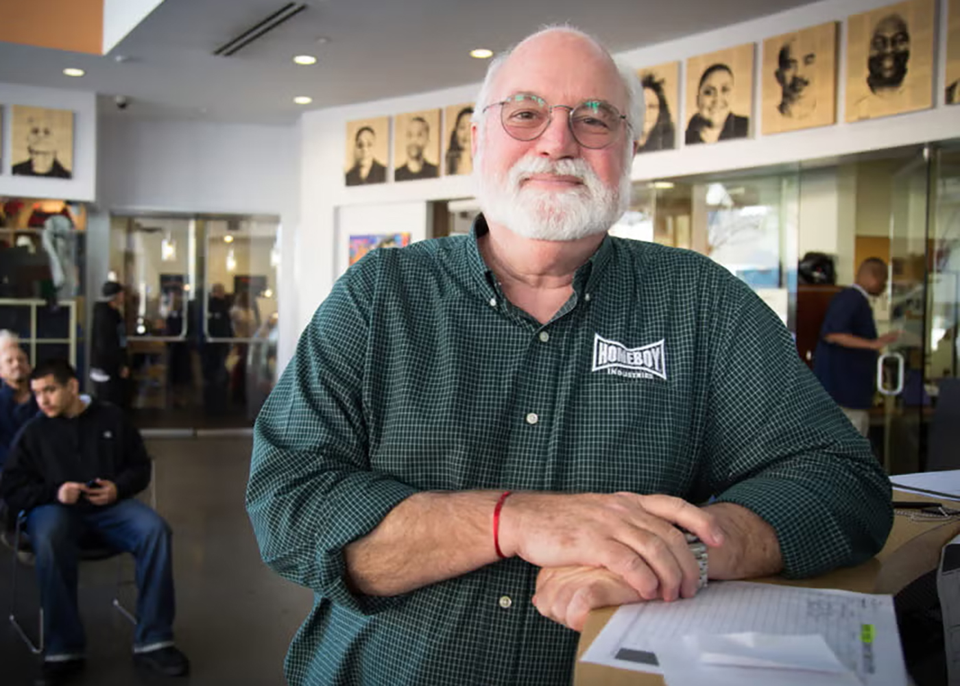 Homeboy Industries' Father Greg Boyle poses for the camera before a conference.