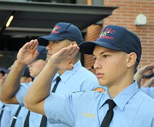 student saluting