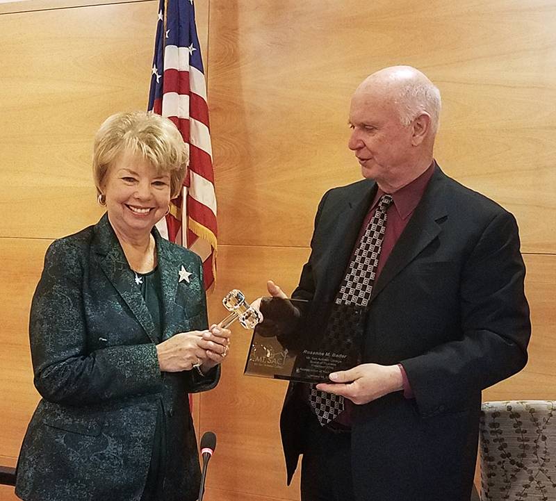 Trustee Rosanne Bader and College President Bill Scroggins. 