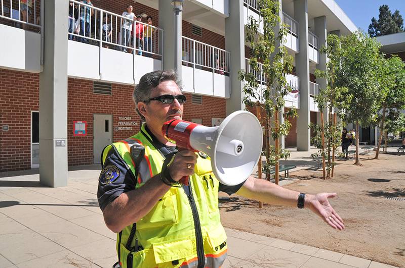 photo from a building evacuation drill on campus