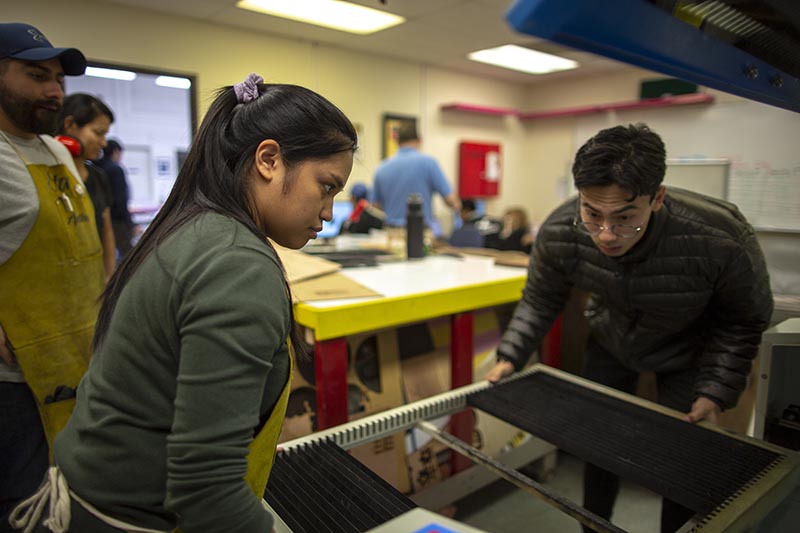 Students work at the Mountie MakerSpace