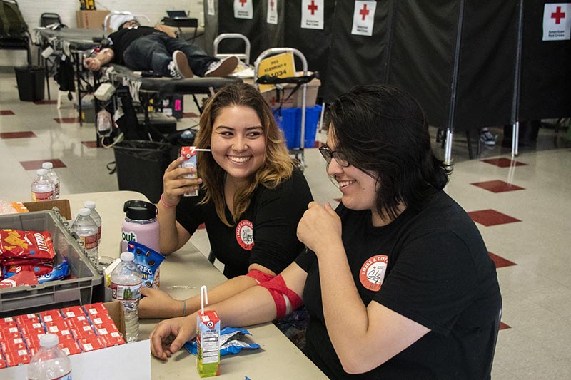 Students after giving blood