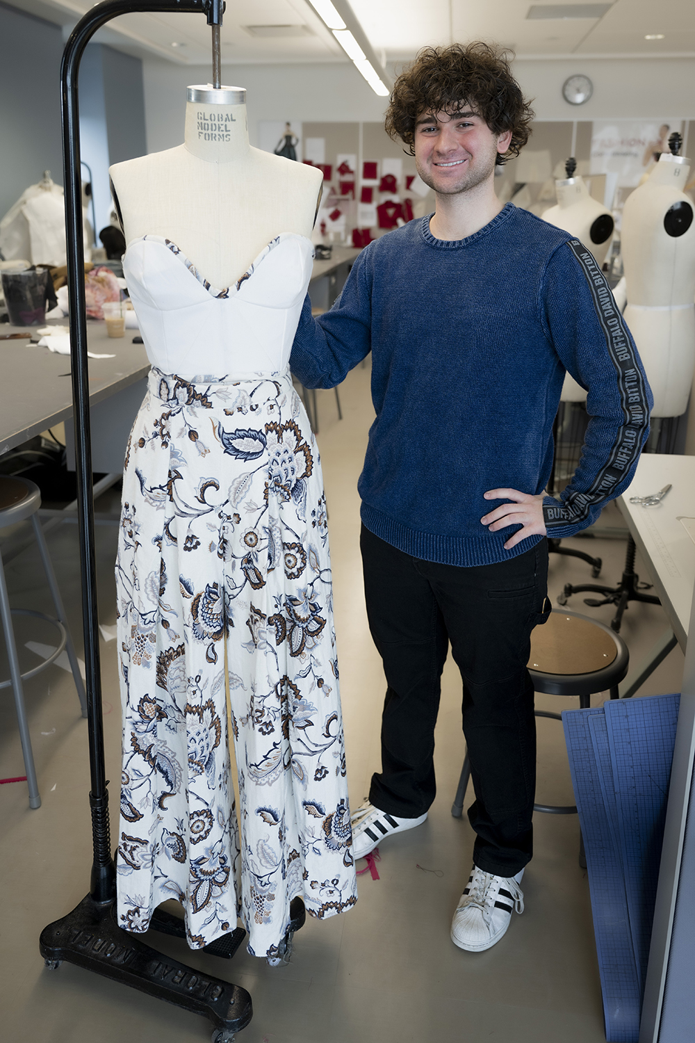 Mt. SAC student Jax Malcolm shows off one of his fashion design projects.