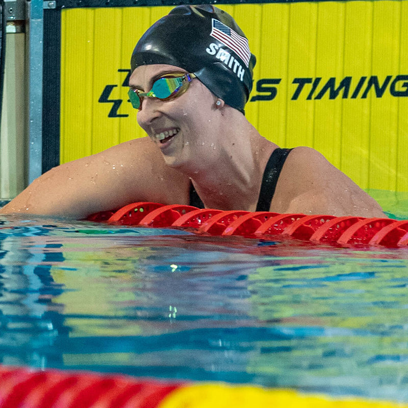 Team USA swimmer Leanne Smith reacts after a race.
