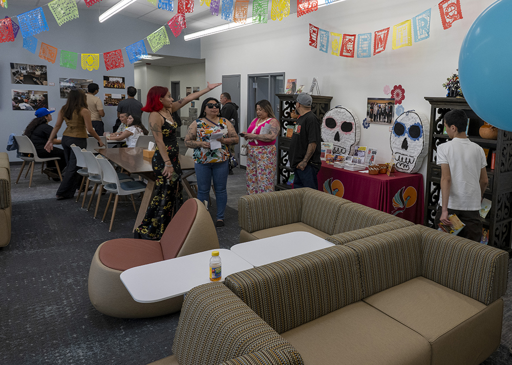 Students gather inside the new El Centro location at Building 16F.